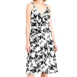 Donna Karan Surplice Fit And Flare Tea Length SPRING/Summer Dress NWT